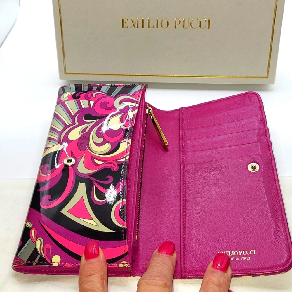 Emilio Pucci-Vintage Multi-color Print Bifold wallet in pink, purple & black - Picture 3 of 11